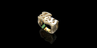 14K YELLOW GOLD CUSTOM MADE "JESS" STYLE NAME RING FIRST INTIAL AND UNDERLINE DIAMOND