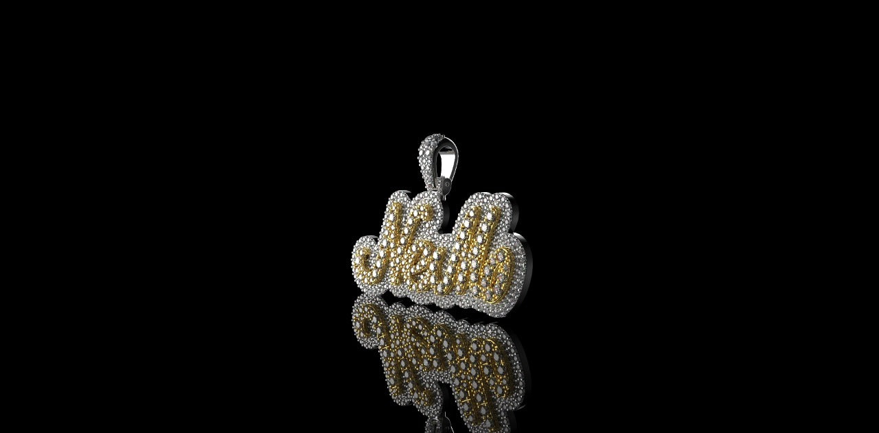 14K 2 TONE YELLOW AND WHITE GOLD CUSTOM "NEMO" STYLE DIAMOND PENDANT