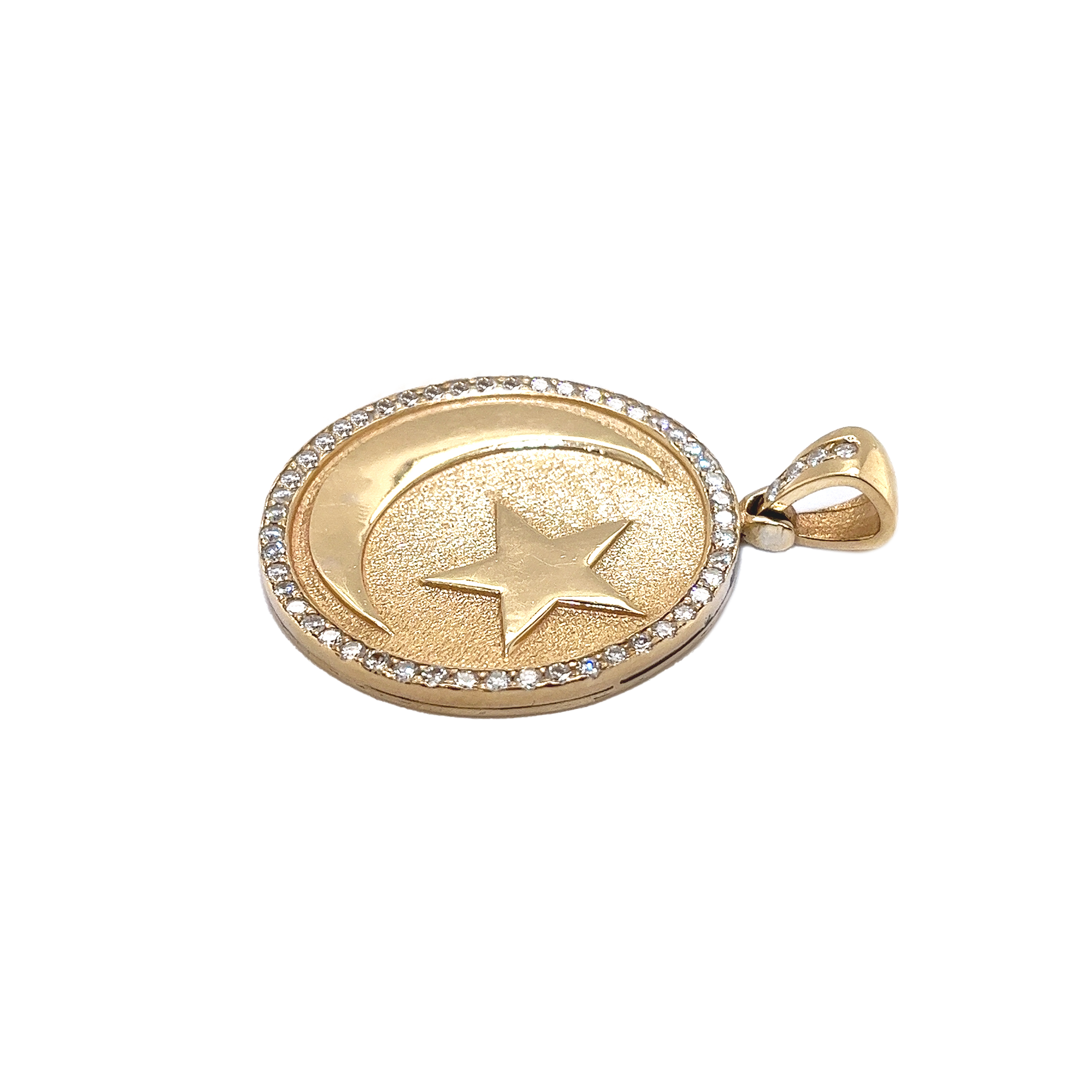 Star And Moon Diamond Round Pendant 1.66 CT