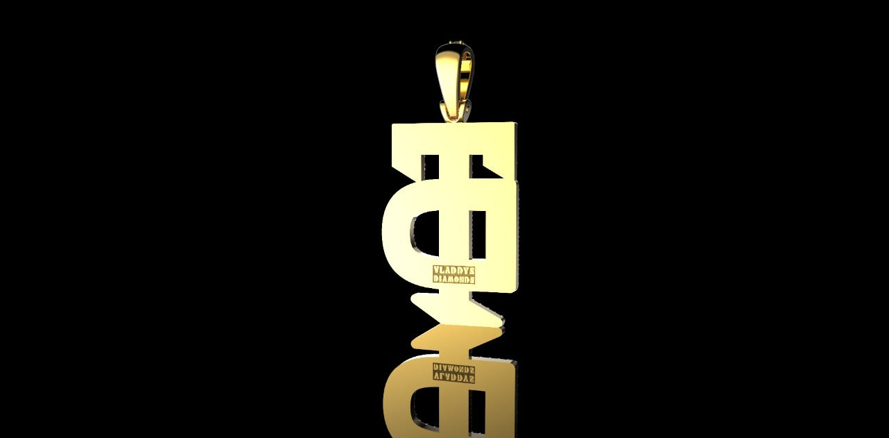 14k 2 tone white and yellow gold double layer initial "TD" diamond pendant