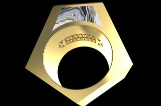 14k yellow gold custom made 5.00ct diamond ring with custom white onyx stone