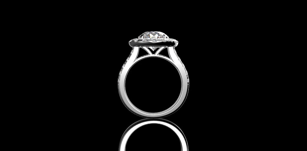 18k white gold round halo diamond engagement ring 5.00cts