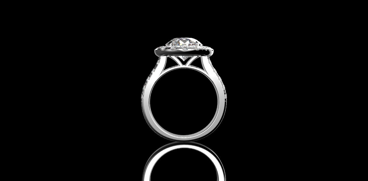 18k white gold round halo diamond engagement ring 5.00cts