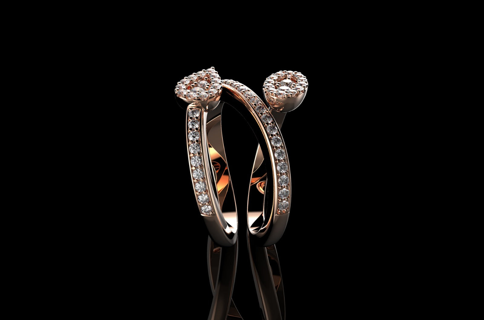 14k rose gold custom pear and oval shape split band diamond ring