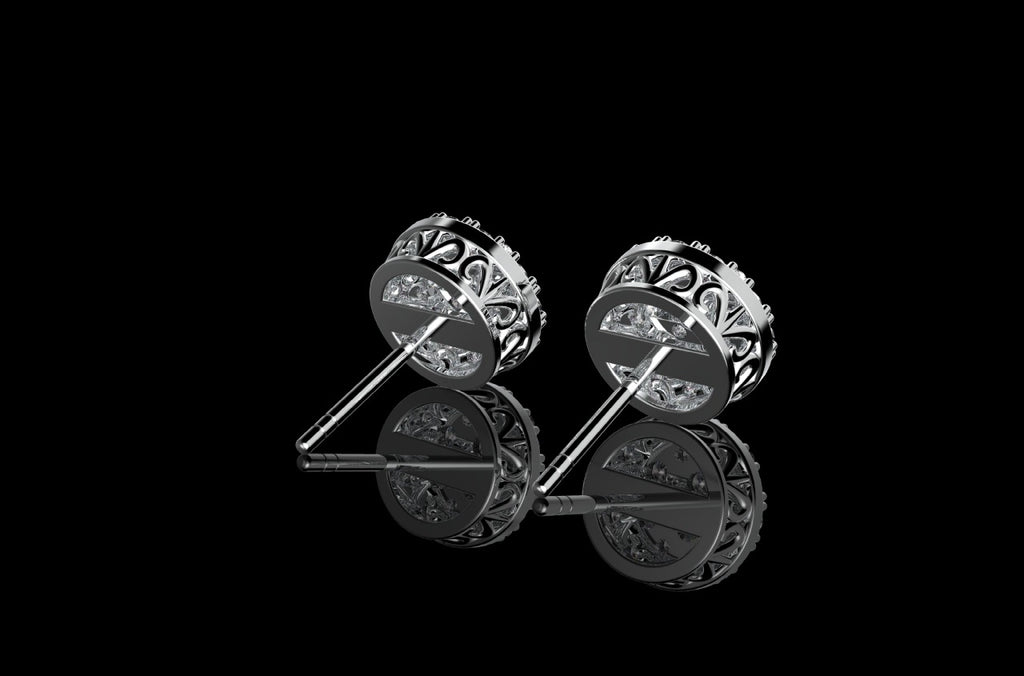 14k white gold large custom cluster diamond earrings