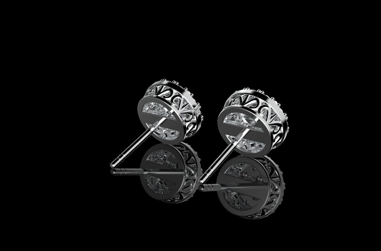 14k white gold large custom cluster diamond earrings