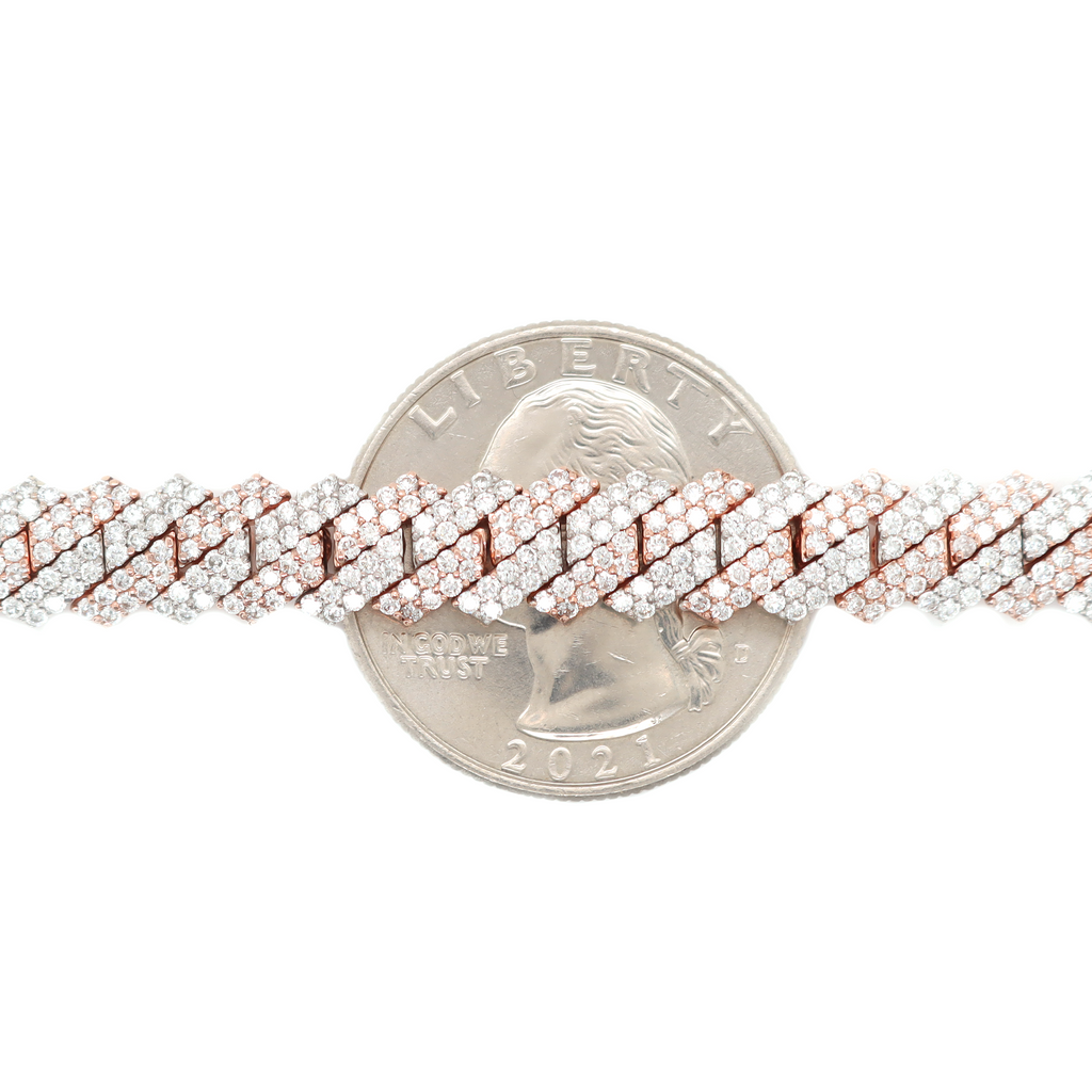 Small Miami Cuban Prong Setting Diamond Chain 12.88 CT