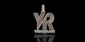 14K 2 TONE ROSE AND WHITE GOLD CUSTOM "YR" STYLE DIAMOND PENDANT