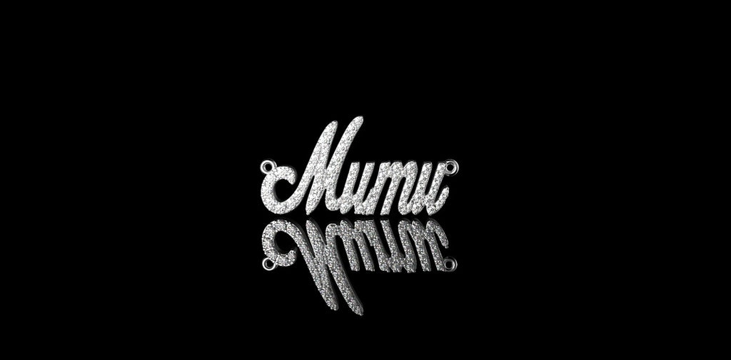 14K WHITE GOLD CUSTOM "MUMU" STYLE DIAMOND PENDANT
