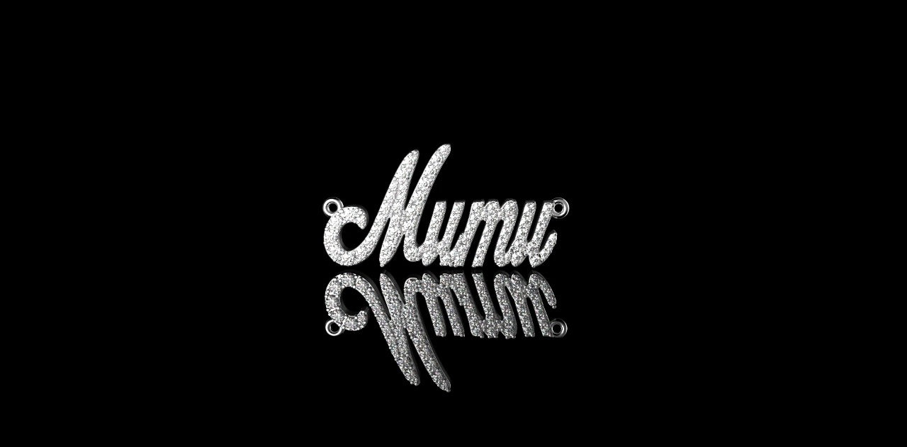 14K WHITE GOLD CUSTOM "MUMU" STYLE DIAMOND PENDANT