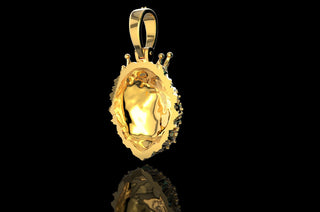 14k yellow gold 3D lion diamond pendant