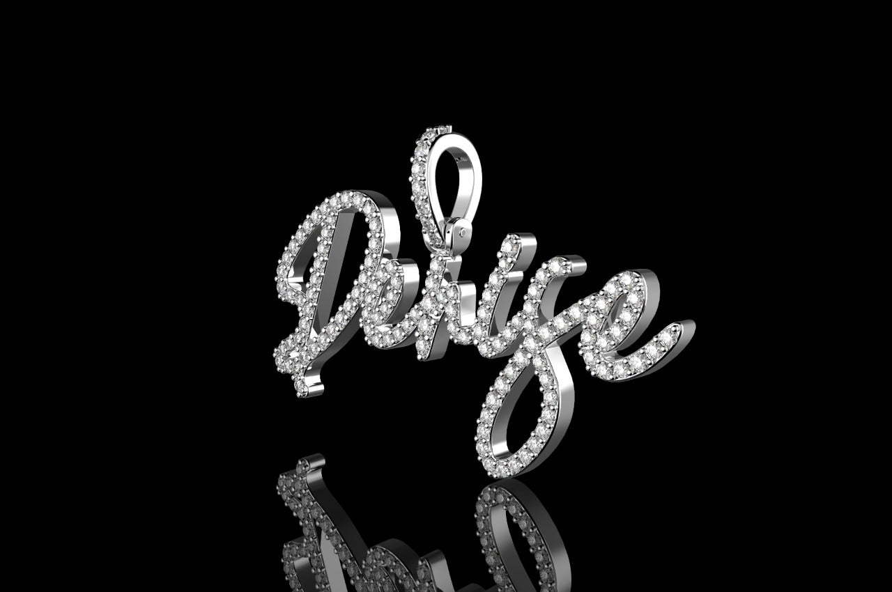 14k white gold custom "denise" style diamond pendant