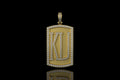 14k yellow gold custom "KU" style diamond dog tag pendant