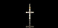 14k Yellow gold diamond prong cross pendant