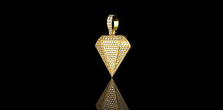 14k yellow gold diamond shape diamond pendant