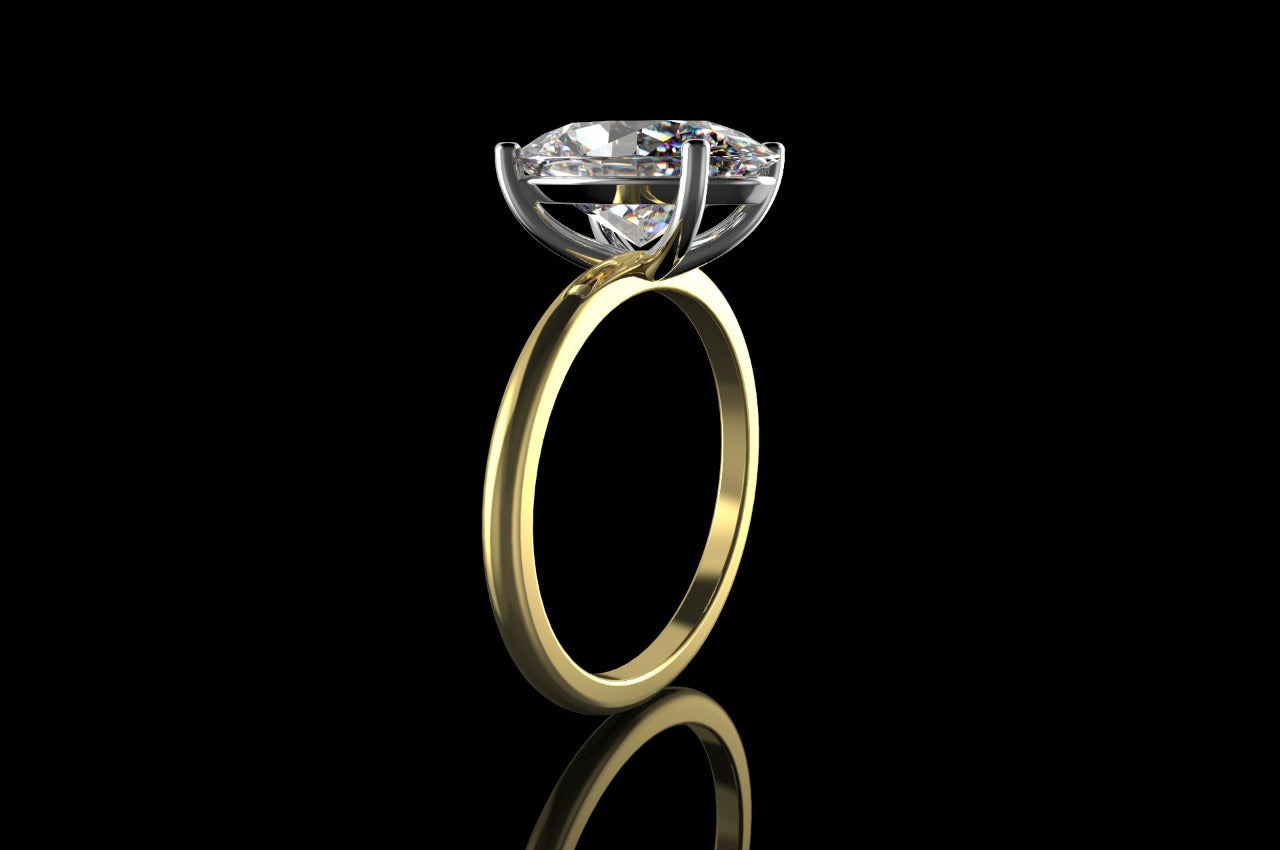 18k 2 tone yellow and white gold custom diamond engagement ring oval solitaire