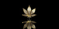 14k yellow gold diamond marijuana flower weed pendant