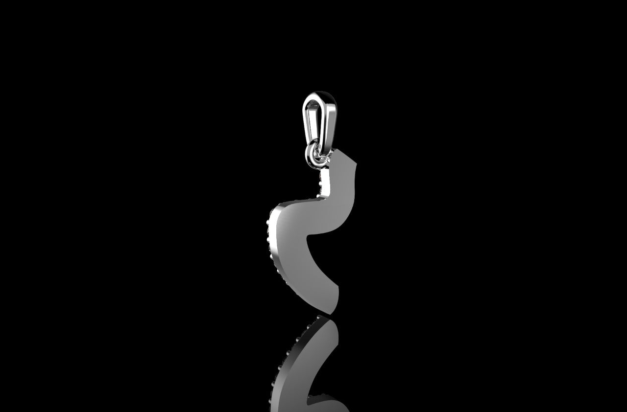 14k white gold custom diamond hebrew letter pendant