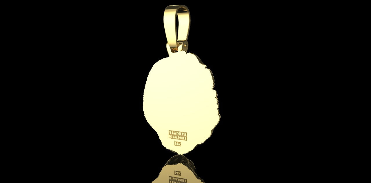 14K YELLOW GOLD 3D GORILLA HEAD PENDANT