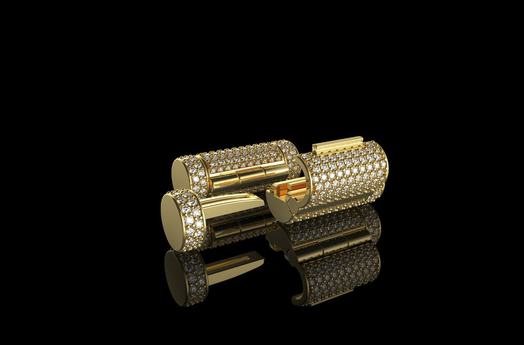 14k yellow gold custom made medium diamond barrel lock