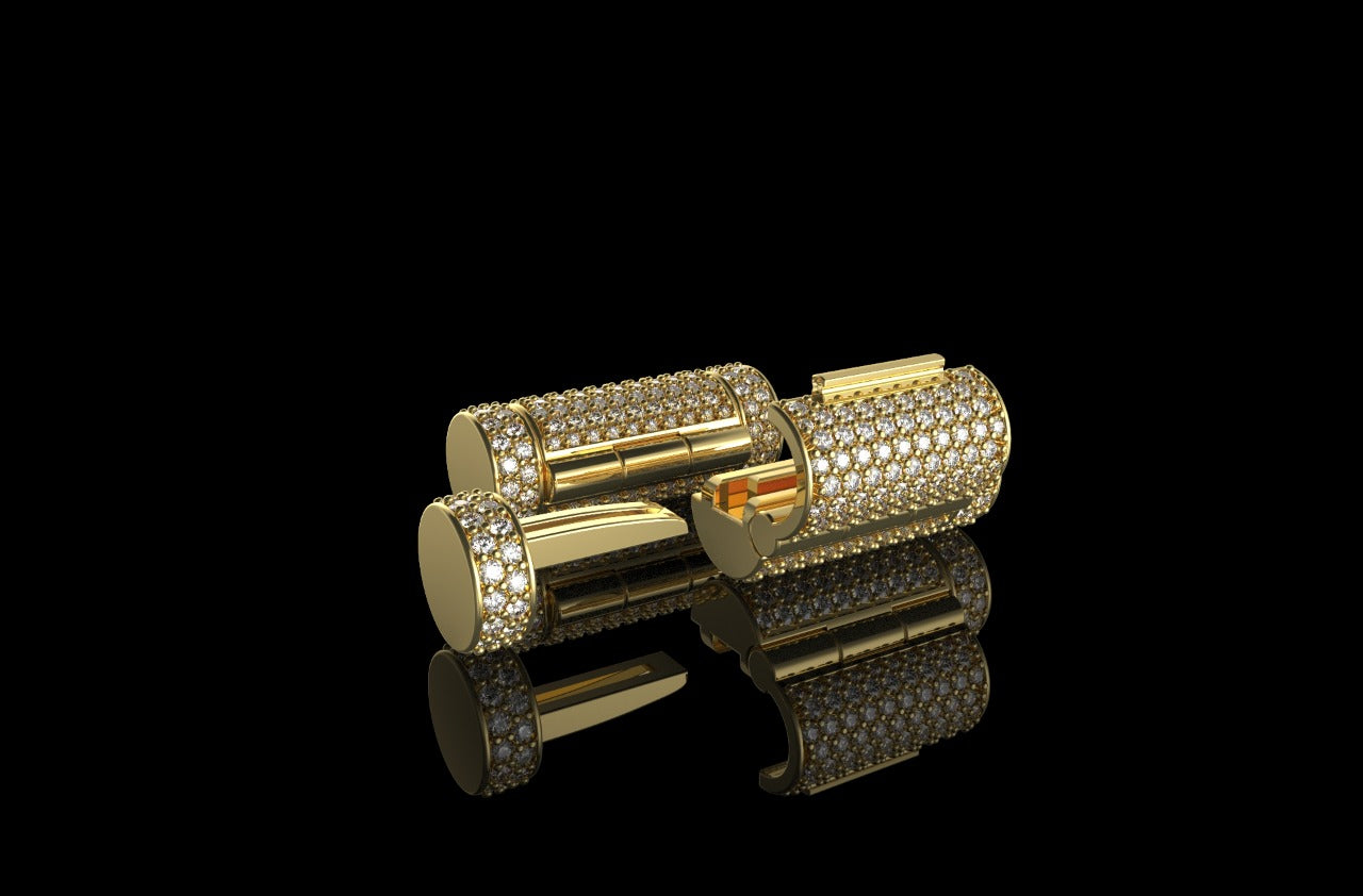 14k yellow gold custom made medium diamond barrel lock