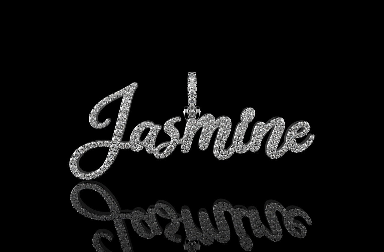 14k white gold custom "jasmine" style diamond pendant
