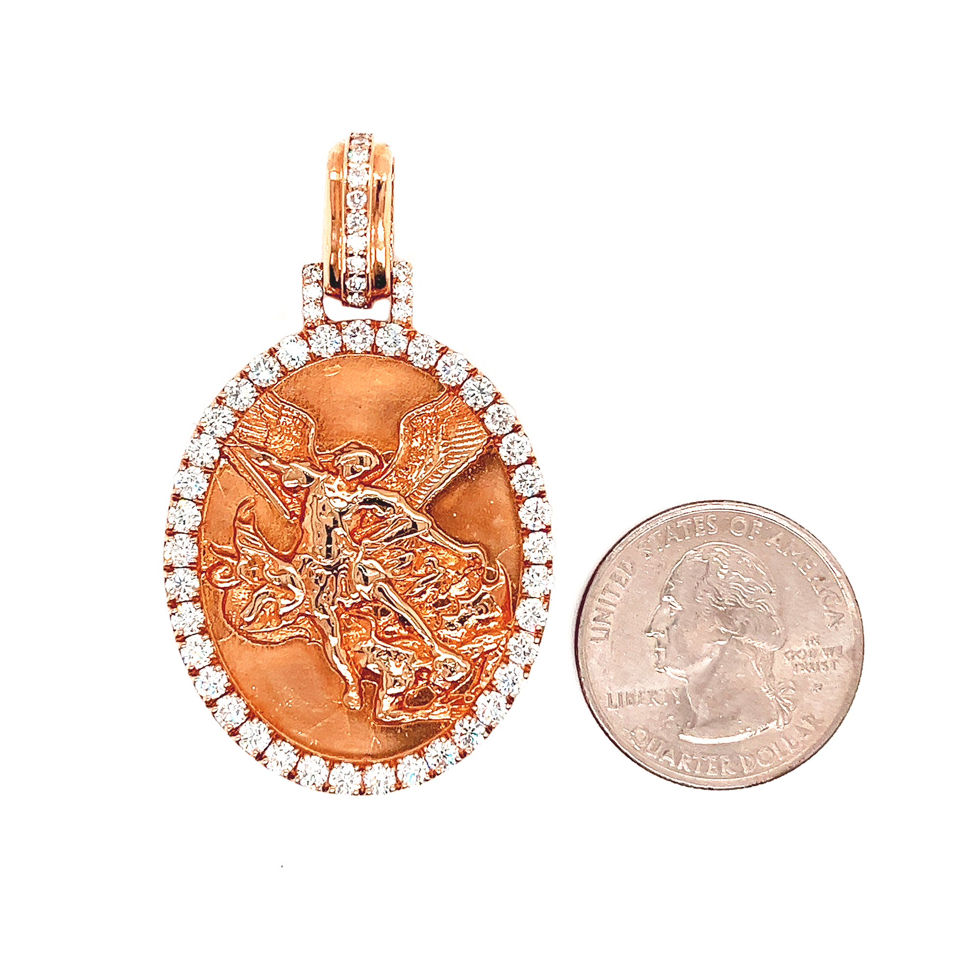 Angel vs Demon Diamond Oval Rose Gold Pendant 2.99 CT