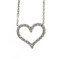 Large Single Row Heart Diamond White Gold Pendant 2.20 CT