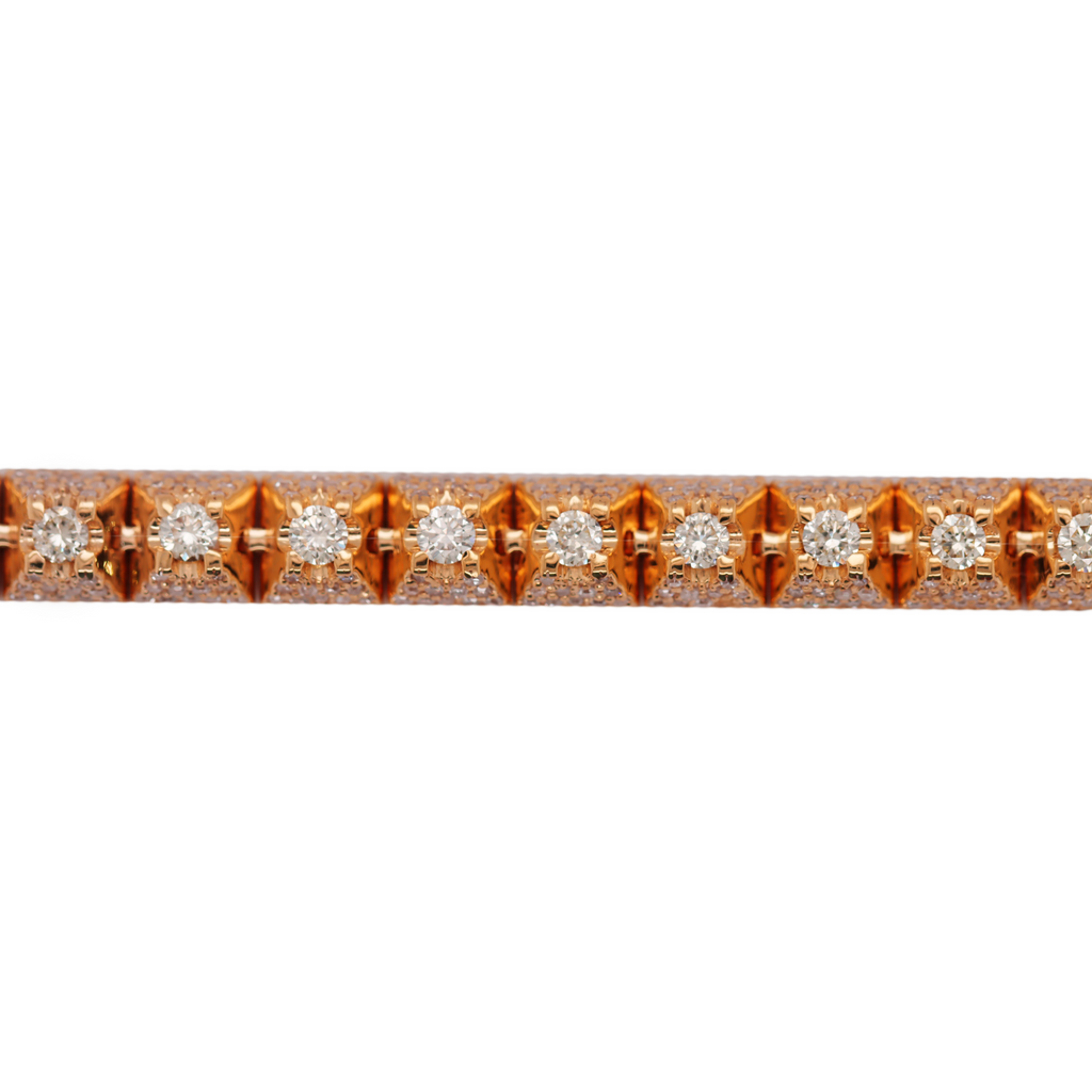 Tennis Flower Setting Rose Gold Bracelet 5.5 CT