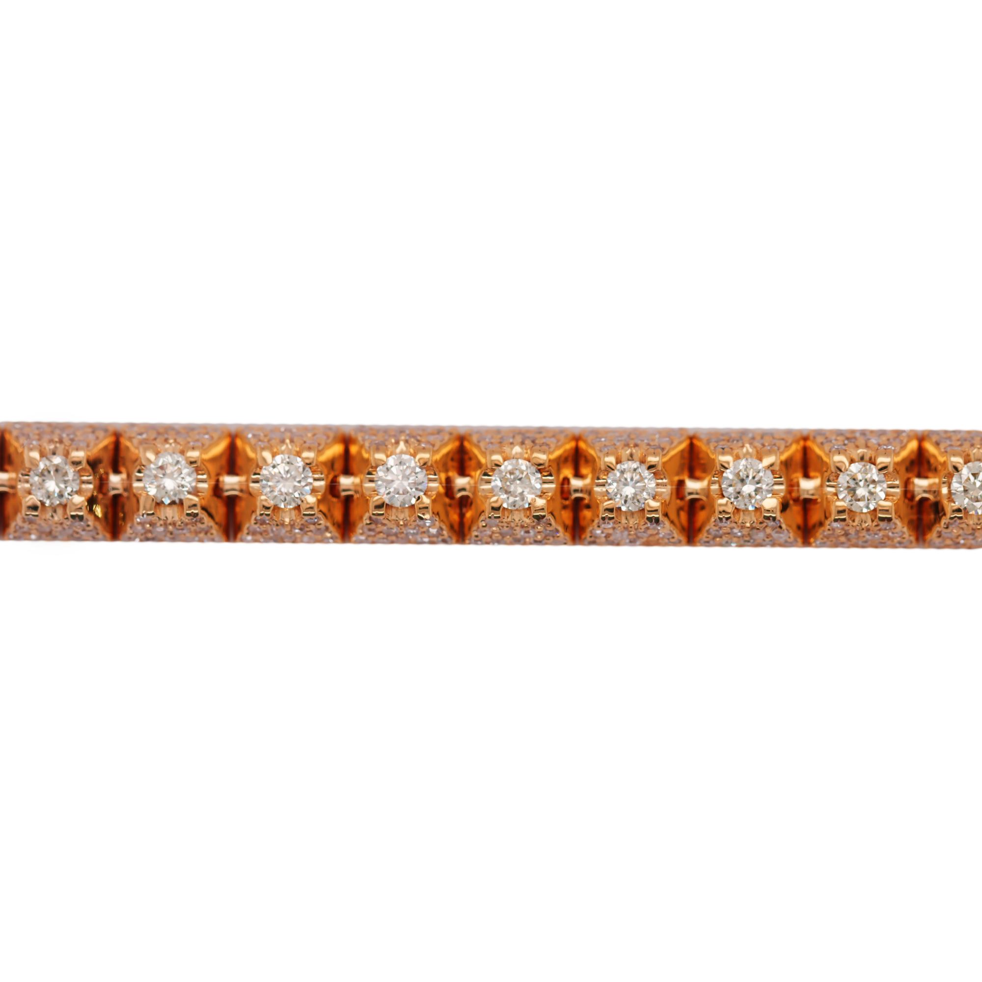 Tennis Flower Setting Rose Gold Bracelet 5.5 CT