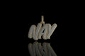 14k 2 tone yellow and white gold double layer custom "nay" style diamond pendant