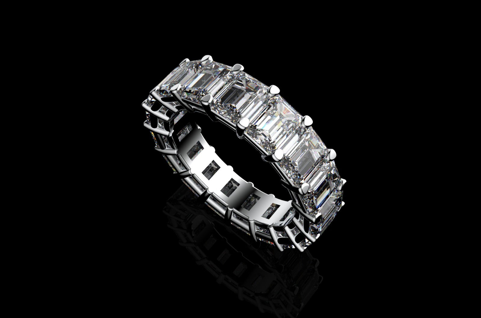 18k white gold radiant cut diamond eternity band