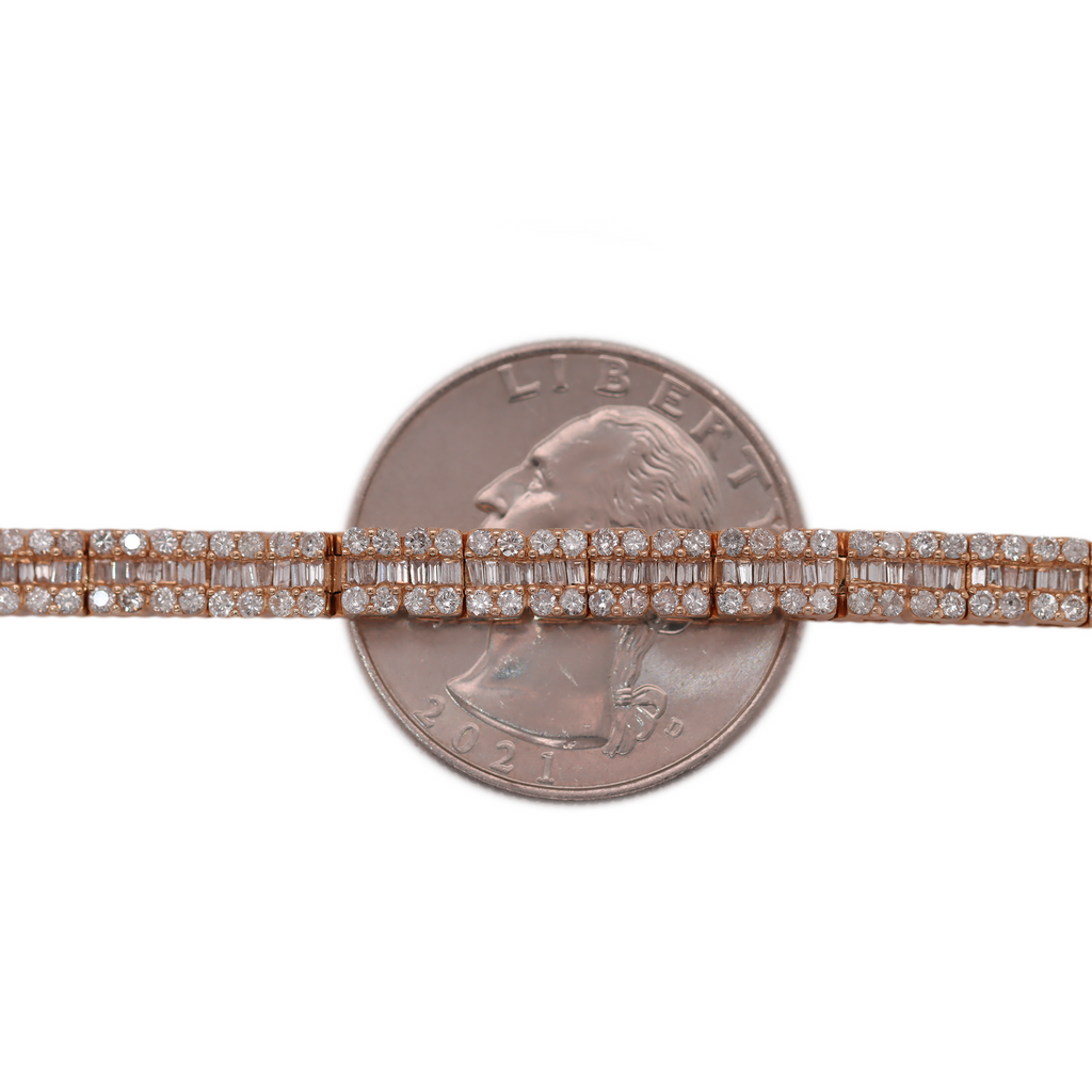 Cluster Diamond Tennis Rose Gold Bracelet D=2.90ct BG=1.74ct