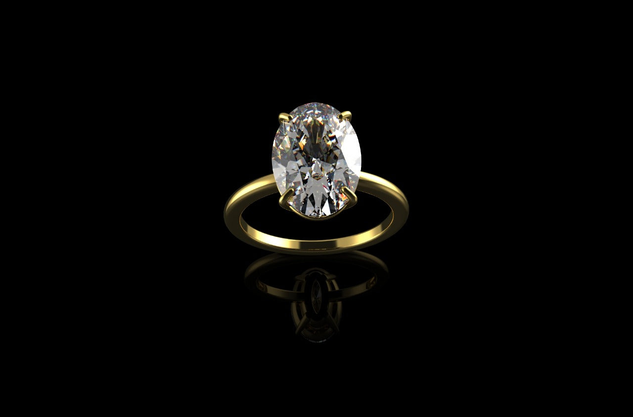 18k yellow gold custom 2.00ct oval diamond engagement ring