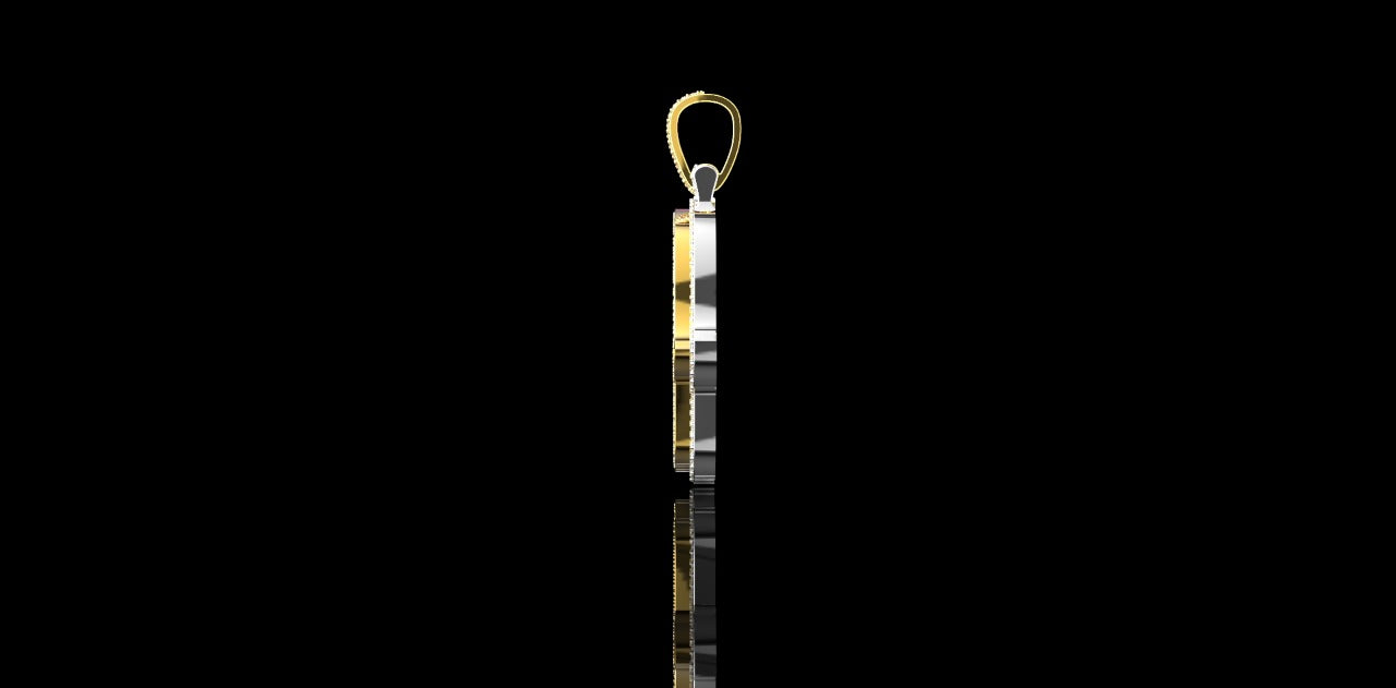 14K 2 TONE YELLOW AND WHITE GOLD CUSTOM DIAMOND MIDIUM HAMSA PENDANT