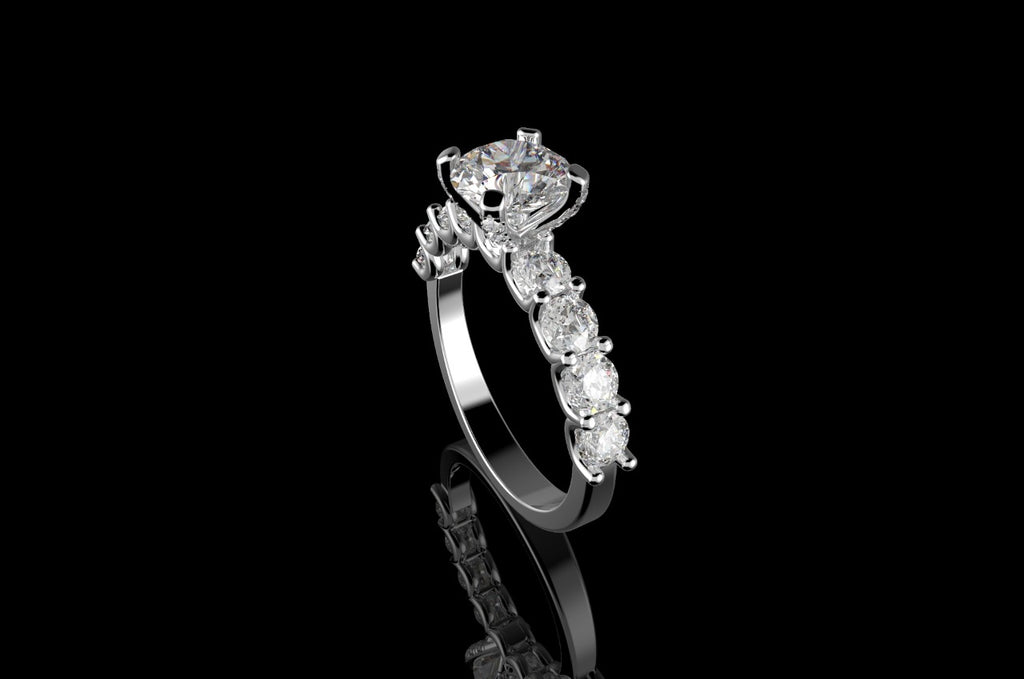 18k white gold round diamond engagement ring 3.17cts