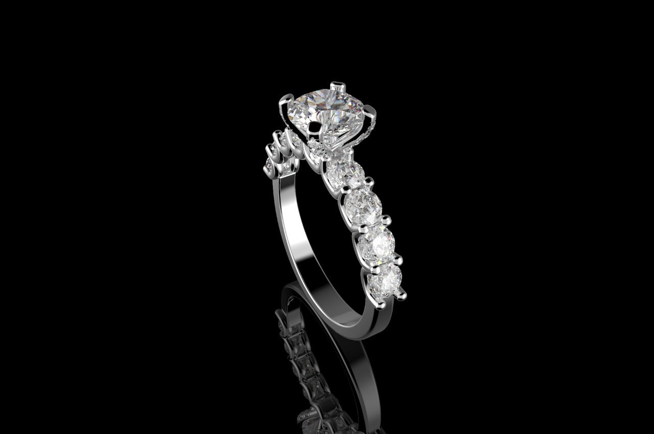 18k white gold round diamond engagement ring 3.17cts