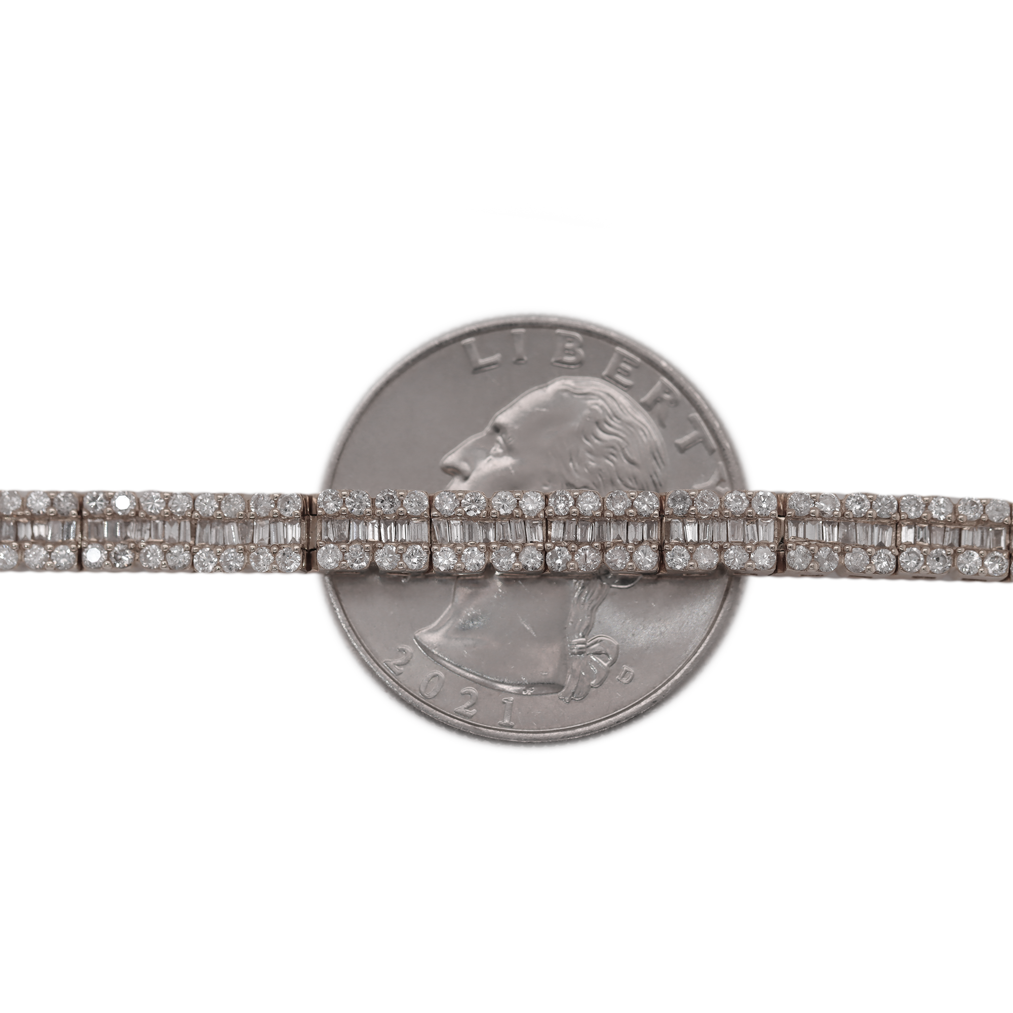Cluster Diamond Tennis White Gold Bracelet D=2.90ct BG=1.74ct