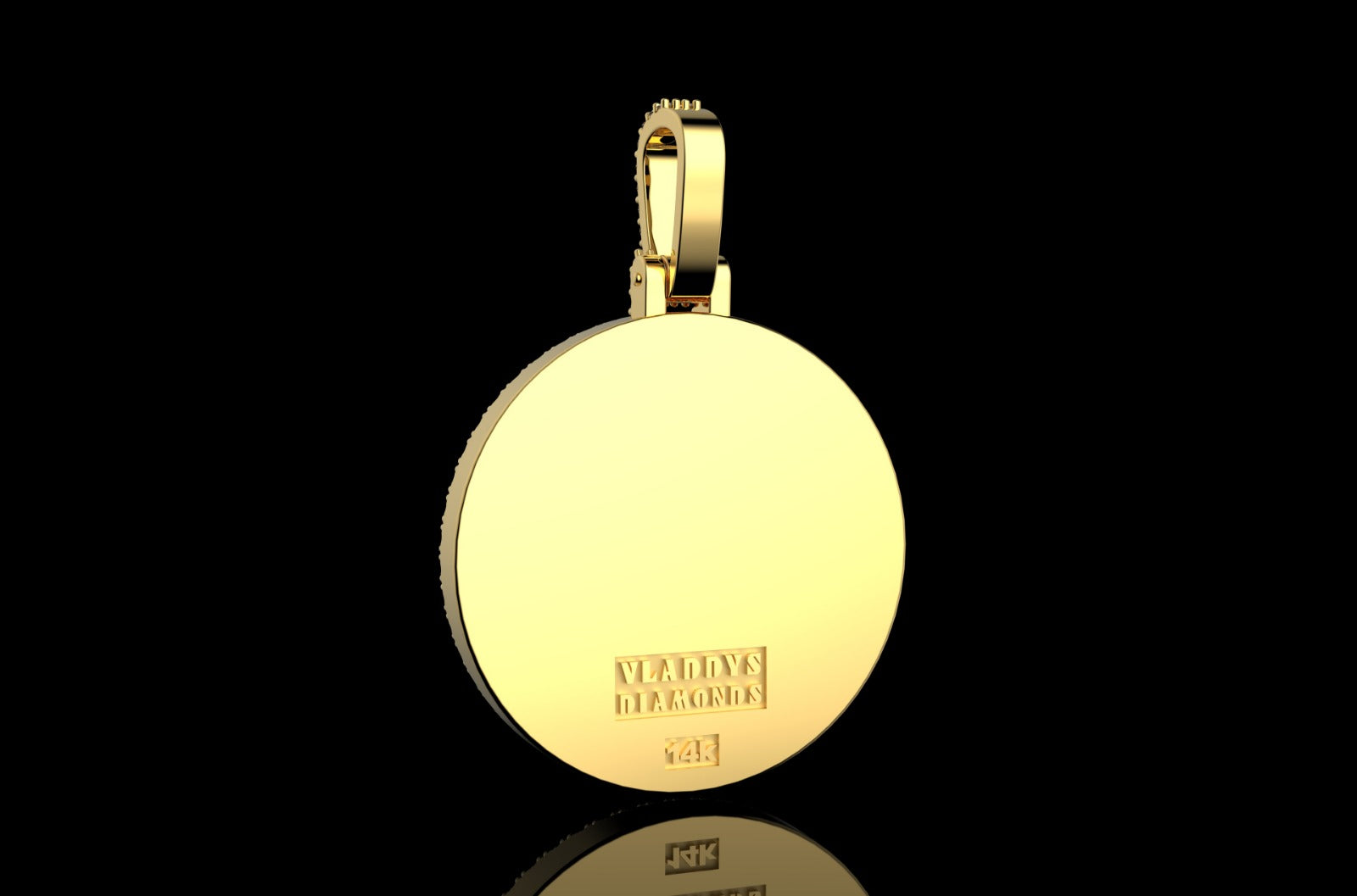 14k yellow gold custom round 3d diamond jesus head medallion pendant