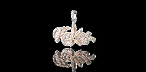 14K 2 TONE ROSE AND WHITE GOLD CUSTOM "KAKES" STYLE DIAMOND PENDANT