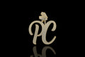 14k yellow gold 3d custom "PC" style diamond pendant with custom bail