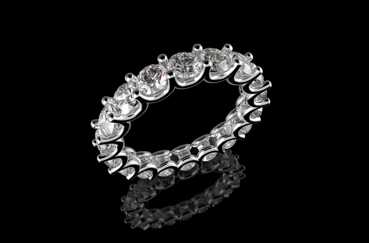 18k white gold diamond eternity band u-shape 4.35cts