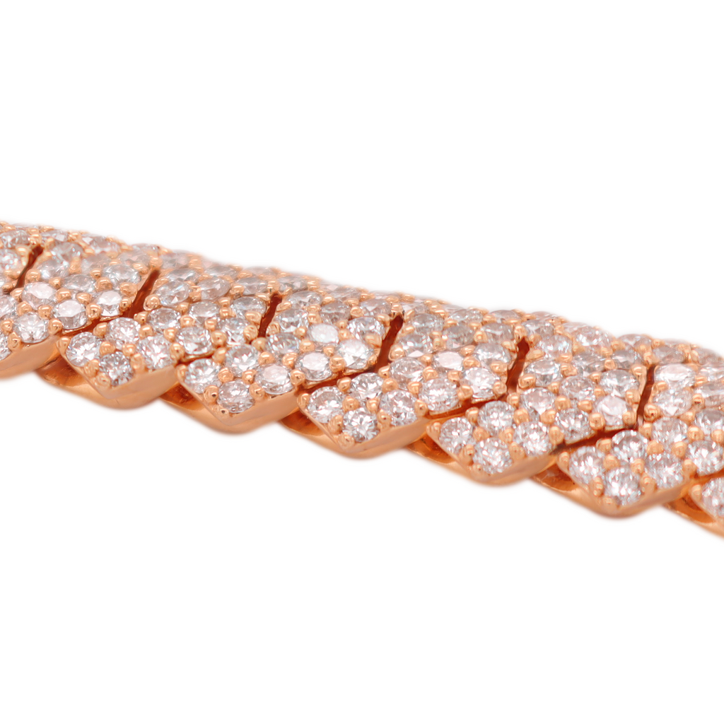 Miami Cuban Curved Diamond Rose Gold Bracelet 10.15 CT