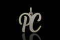 14k yellow gold custom large 3d "PC" style diamond pendant