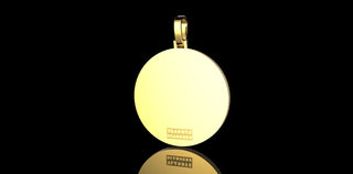 14K YELLOW GOLD LARGE 3D CUSTOM DIAMOND ROUND PICTURE PENDANT DIAMOND PROFILE