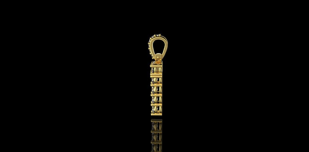 14k yellow gold single layer number 7 diamond pendant