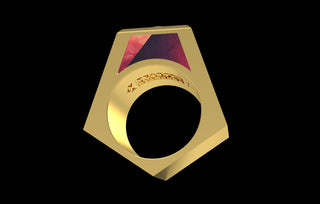 14k yellow gold custom made 5.00ct diamond ring with custom red onyx stone