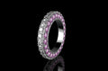 18k white gold custom 3 row 3d pink sapphire and diamond eternity band