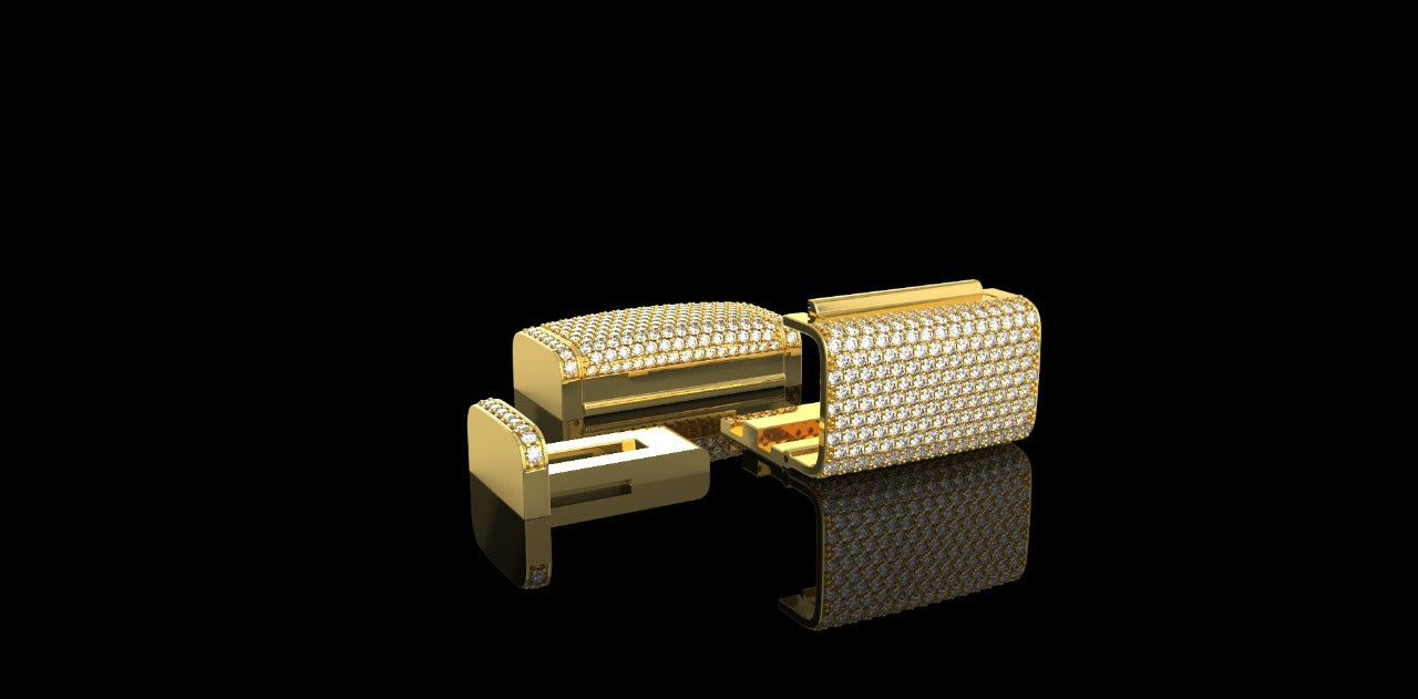 14K YELLOW GOLD CUSTOM MEDIUM DIAMOND LOCK