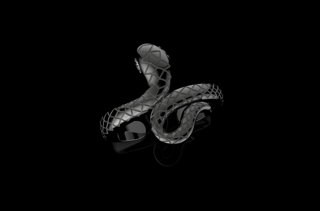 14k custom made black gold PVD snake diamond ring